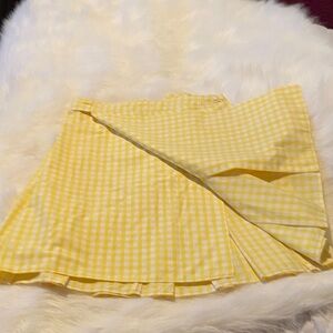 Burberry Yellow Checkered Skater Skirt